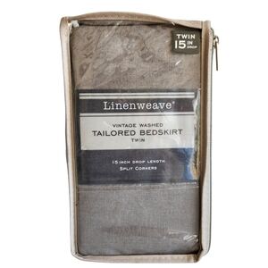Linen Tailored Twin Bedskirt Gray